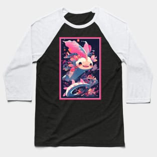 Cute Axolotl Anime Art Design | Cute Animals | Axolotl Hentaii Chibi Kawaii Design Baseball T-Shirt